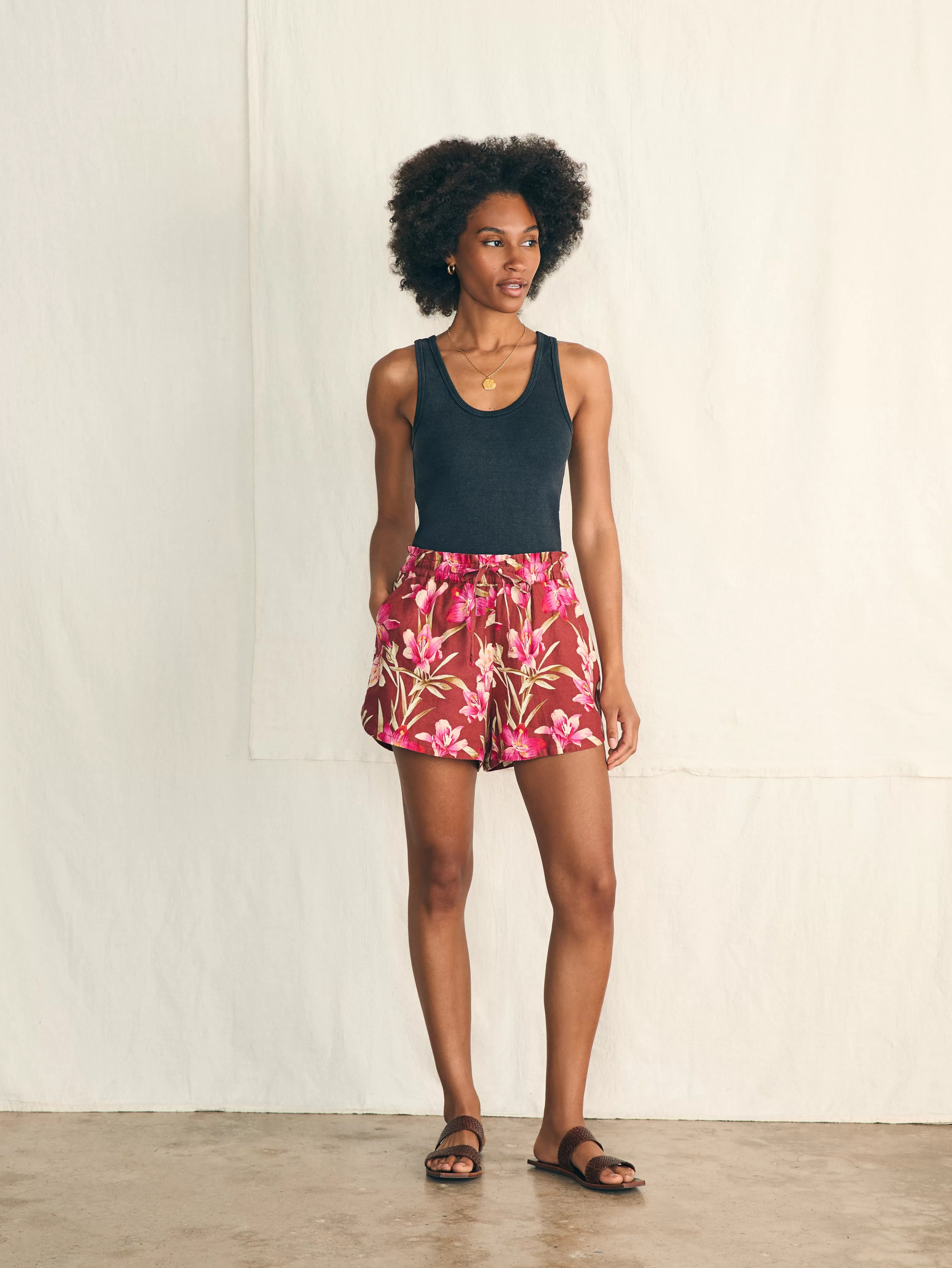 Laguna Linen Tie Waist Short - | Faherty Brand New